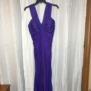 La Femme Deep Purple Full-Length Prom Dress